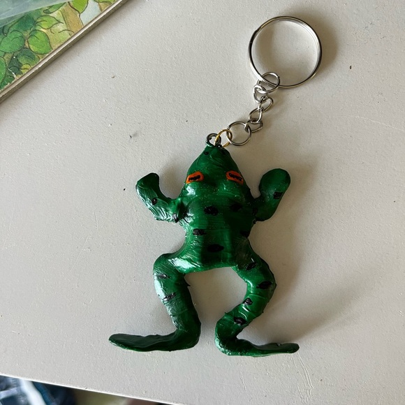 SOLD HANDMADE polymer clay and acrylic frog keychain - Picture 7 of 7
